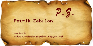 Petrik Zebulon névjegykártya